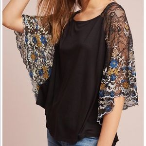 Anthropologie lace sleeve top